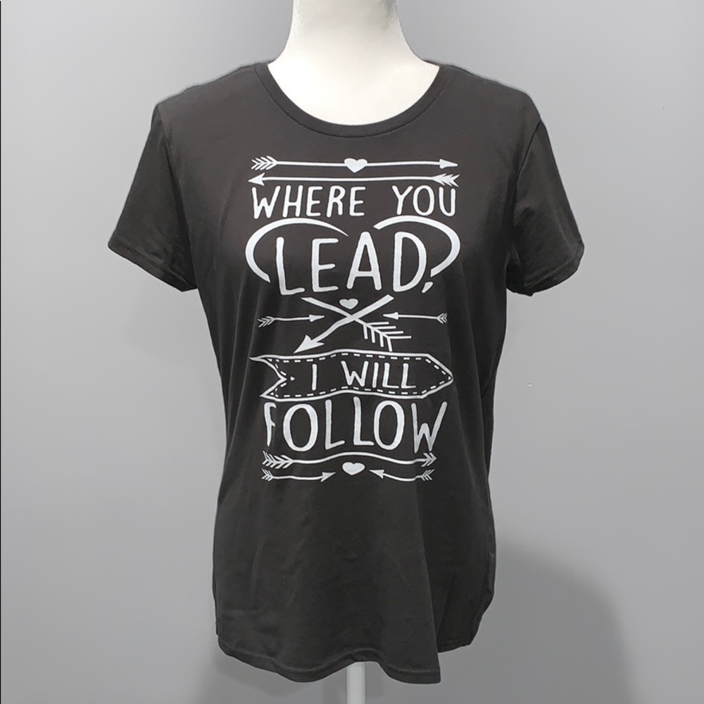 Anvil T-Shirt Where You Lead I Will Follow Sz Lg